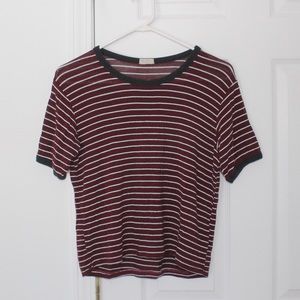 Brandy Melville Maroon Striped Tee